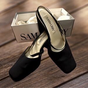Sam & Libby - Black heels with heel strap.